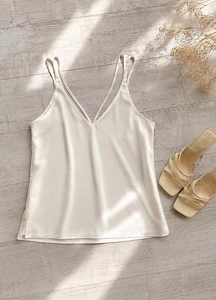 Topshop білий двошаровий топ майка на бретелях eur 36 uk 8 у стилі minimal