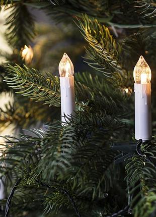 Гирлянда-свечи lights4fun: 20 led теплых белых огней, 6.3 м, зажимы для елки, возможность соединения до 8 шт