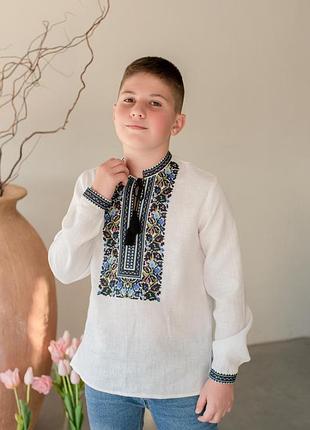 Рубашка вышиванка (мальчик) лен 128