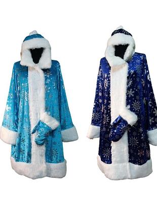 Новогодний взрослый костюм "снегурочка" короткая