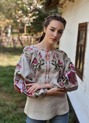 Жіноча вишиванка блуза льон