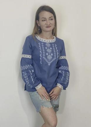 Женская вышиванка блуза джинс