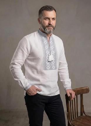 Чоловіча вишиванка з домотканого полотна 56