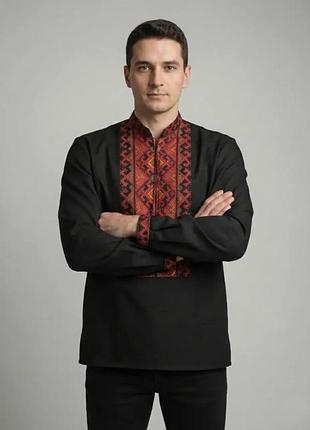Мужская вышиванка из домотканого полотна 44