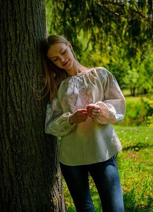 Женская вышиванка блуза лен