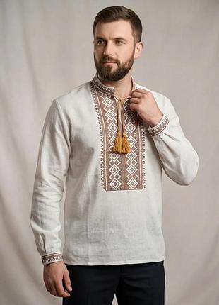 Мужская вышиванка из домотканого полотна 58-60