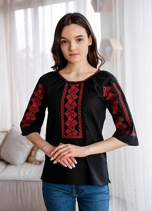 Женская вышиванка блуза,рукав 3/4
