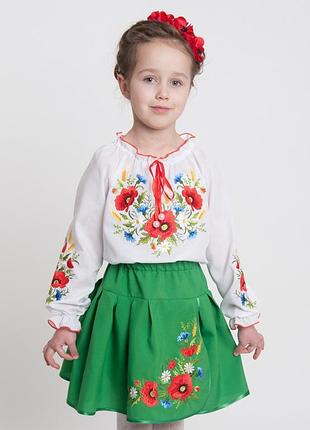 Блуза вышиванка (девочка) " маки" 140