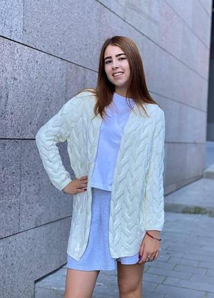 Кардиган подростковый для девочки вязаный молоко