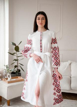 Платье вышиванка лен 4653 48