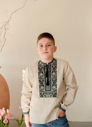 Рубашка вышиванка (мальчик) лен 128