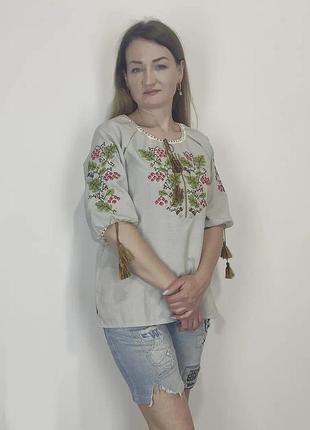 Жіноча вишиванка блуза льон габардин