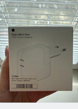Мережевий зарядний пристрій apple 35w dual usb-c port power adapter .