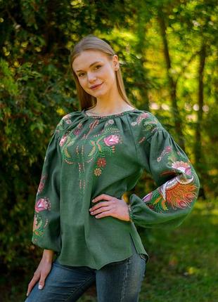 Жіноча вишиванка блуза льон