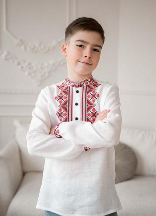 Рубашка вышиванка (мальчик) лен 158