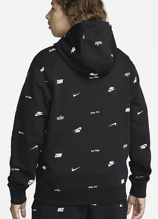 Толстовка чоловіча nike m nk club+ bb po hoodie aop чорна fb7434-010