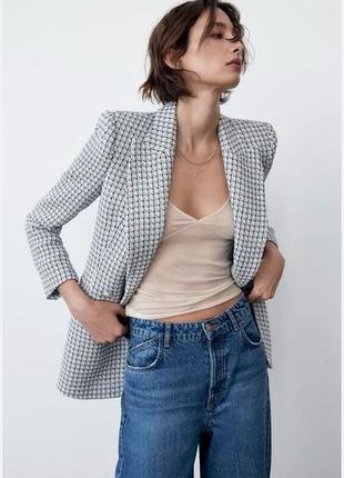 Zara твідовий піджак, жакет, подовжений твідовий піджак, блейзер