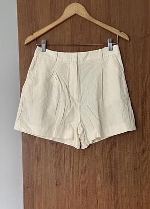 Бежевые льняные шорты zara