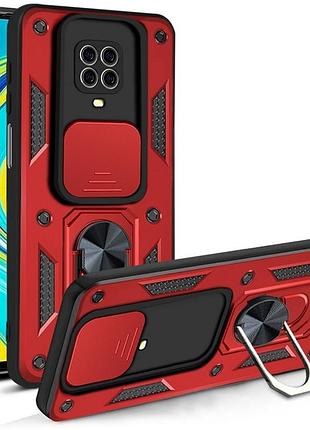 Чехол fiji camera defence для xiaomi redmi note 9 pro max бампер с защитой камеры red