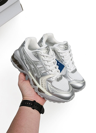 Женские кроссовки asics gel-kayano 14 silver white серебристо/белые