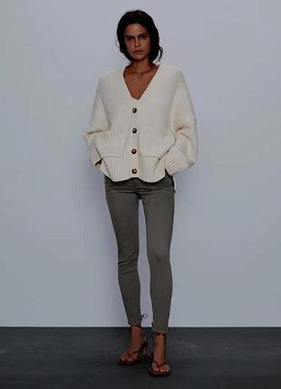 Zara джинсы скинни плотные серого цвета высокая посадка