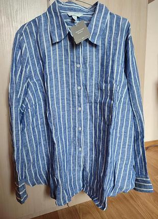 Льняная рубашка h&amp;m, xl новая с бирками