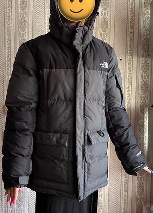 Куртка парка зимова чоловіча the north face l з капюшоном на блискавці і кнопках з липучками на рукавах і багатьма кишенями