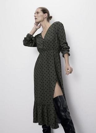 Платье в горох 100% вискоза zara