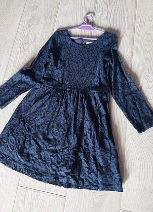Синее кружевное платье от h&m 6-8 лет