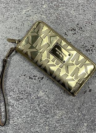 Кошелек michael kors av-1404 на молнии, золотистый, с фирменным логотипом, клатч на запястье