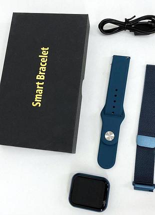 Smart watch t80s, два браслета, температура тела, давление, оксиметр. цвет: синий xb-78