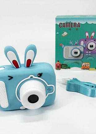 Детский цифровой фотоаппарат x900 rabbit. цвет: голубой kq-35