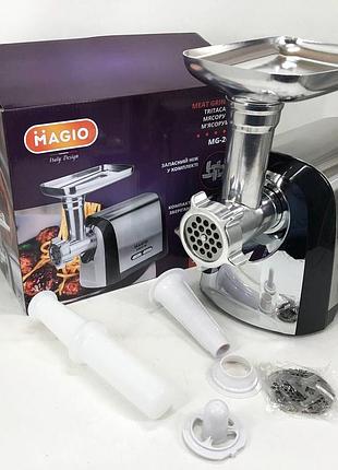 Мясорубка с теркой для драников magio mg-269 2400вт, мясорубка из нержавеющей стали с насадками sk-36