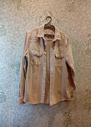 Мужская джинсовая рубашка zara m made in bangladesh 100% cotton