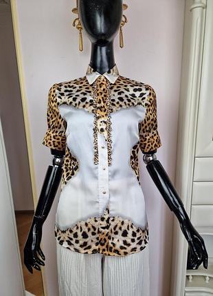Роскошная блуза just cavalli с леопардовым принтом (оригинал, италия) — состояние новой!