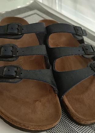 Биркенштоки кожаные шлепанцы шлепки birkenstock florida 38 синие