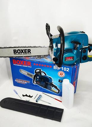 Бензопила boxer bx-102 5,9 квт з двома напрямними і ланцюгами le-40
