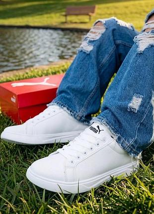 Чоловічі білі кросівки puma/шкіряні білі кеди пума