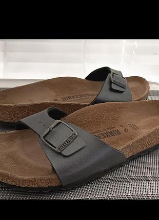 Биркенштоки кожаные шлепанцы шлепки birkenstock madrid 38 серые