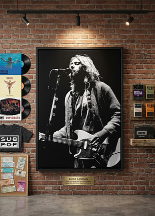 Плакат на полотні курт кобейн nirvana на концерт легенда гранжу 50х70 см