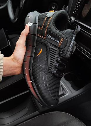 Чоловічі кросівки reebok zig kinetica чорні з помаранчевим (термо)