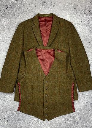 Твидовый костюм brook taverner harris tweed пиджак + жилет шерсть