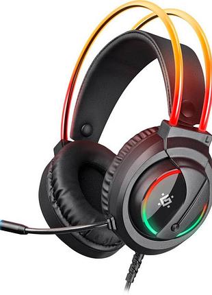 Наушники с микрофоном defender flame rgb проводные 2м 112дб usb/2x3.5mm jack черная (64555)