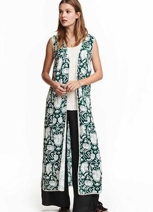 Стильная накидка кардиган макси, длинный жилет h&amp;m на купальник кимоно р. s xs m бохо, этано