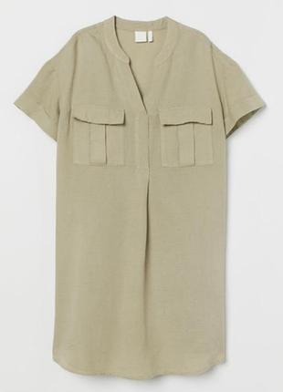 Льняное платье рубашка h&amp;m