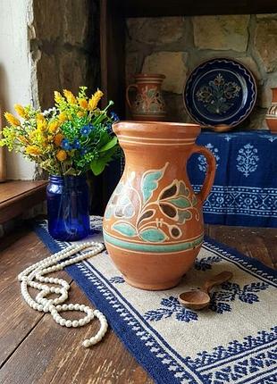 1976 рік!🌻 вінтаж артіль художній керамік опошня опішнянська кераміка майоліка ручний розпис глечик глиняний етно україна етикетка великий