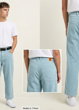 Вельветовые брюки empyre loose fit sk8 corduroy pants (светло-голубые) размер 32/l30