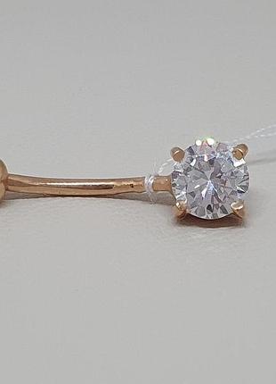Золотая серьга-пирсинг с фианитами. 22002-1