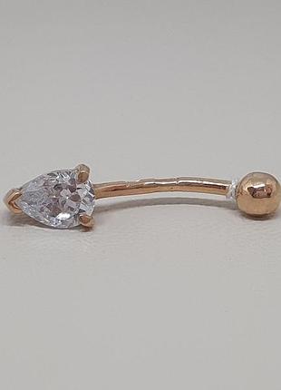 Золотая серьга-пирсинг с фианитами. 22001-1
