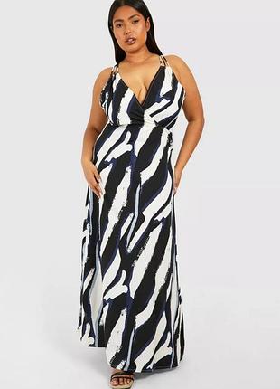 Нова максі сукня сарафан boohoo з v-образним вирізом і бретельками з плетеної тканини